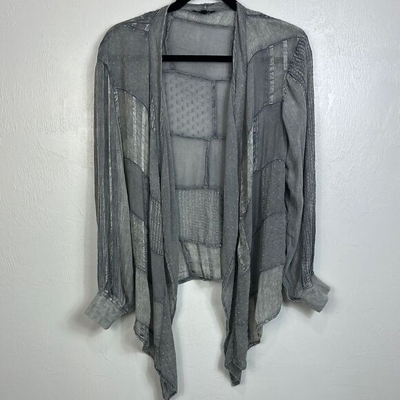 Young Threads Viscose Gray Patchwork Lightweight Cardigan Size M - Picture 1 of 10
